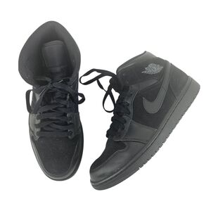 Nike Jordan Black Air Jordan 1 Mid Sneakers In Triple Black
